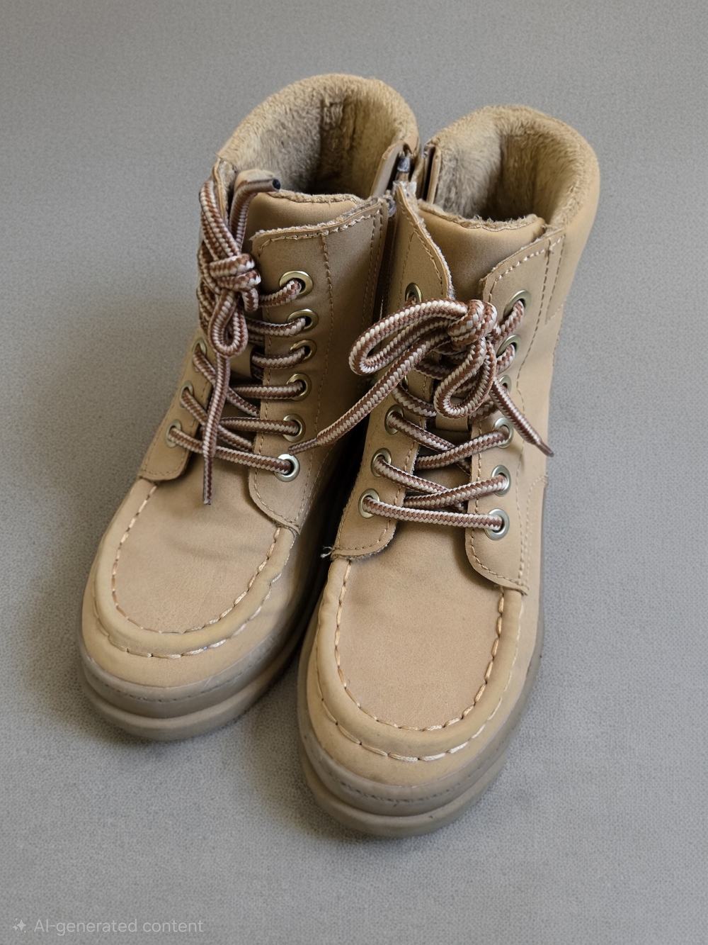 H&M Tan Lace-Up Moc Toe Winter Boots